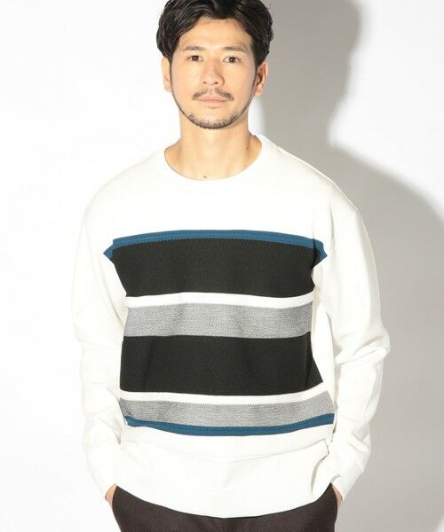 MEN'S BIGI / メンズビギ スウェット | ボーダー柄クルーネックスウェット | 詳細1