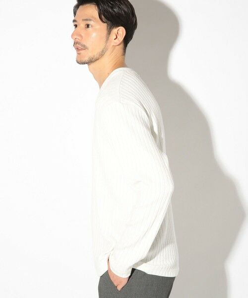 MEN'S BIGI / メンズビギ Tシャツ | ストライプジャガードニットソー/VネックロンTEE | 詳細2