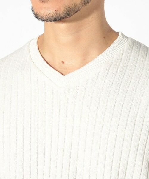 MEN'S BIGI / メンズビギ Tシャツ | ストライプジャガードニットソー/VネックロンTEE | 詳細4