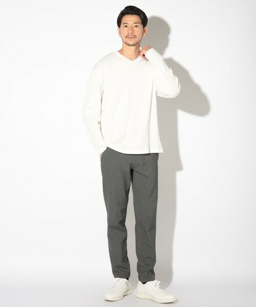 MEN'S BIGI / メンズビギ Tシャツ | ストライプジャガードニットソー/VネックロンTEE | 詳細7