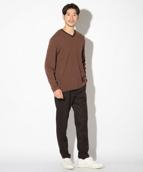 MEN'S BIGI / メンズビギ Tシャツ | ストライプジャガードニットソー/VネックロンTEE | 詳細19