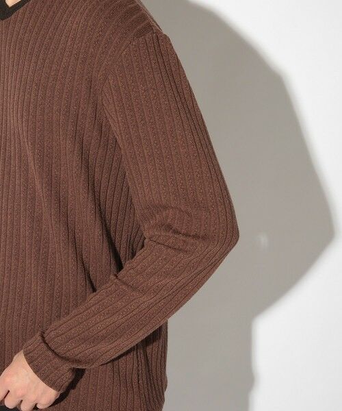 MEN'S BIGI / メンズビギ Tシャツ | ストライプジャガードニットソー/VネックロンTEE | 詳細17