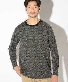 MEN'S BIGI / メンズビギ Tシャツ | ジオメトリックジャガードクルーネックロンT