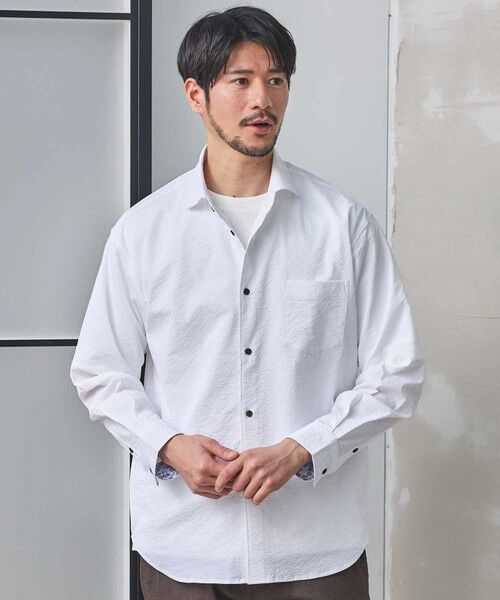 MEN'S BIGI / メンズビギ シャツ・ブラウス | ワッシャーワイドカラーシャツ（オフホワイト）
