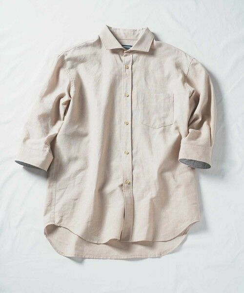 MEN'S BIGI / メンズビギ シャツ・ブラウス | COOLMAX フレンチリネン 7分袖シャツ（ベージュ）