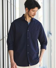 MEN'S BIGI / メンズビギ シャツ・ブラウス | ナチュラルストレッチワッシャー七分袖ワイドカラーシャツ