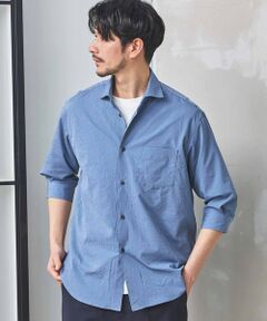 MEN'S BIGI / メンズビギ シャツ・ブラウス | ナチュラルストレッチワッシャー七分袖ワイドカラーシャツ