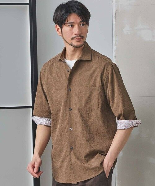 MEN'S BIGI / メンズビギ シャツ・ブラウス | ナチュラルストレッチワッシャー七分袖ワイドカラーシャツ | 詳細9