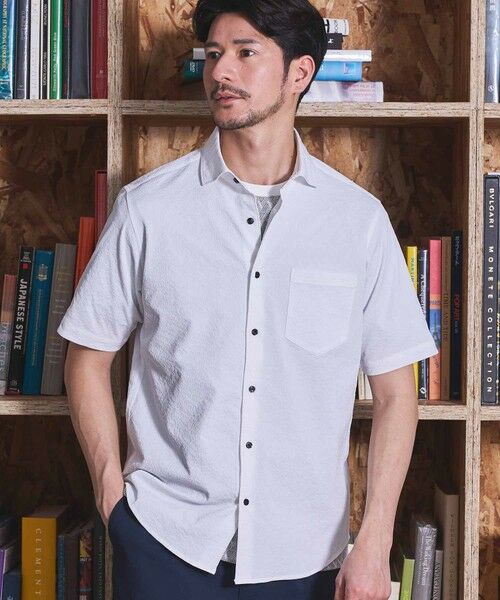 MEN'S BIGI / メンズビギ シャツ・ブラウス | ワッシャーワイドカラー半袖シャツ | 詳細1
