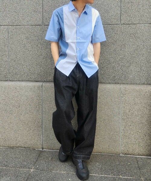 MEN'S BIGI / メンズビギ シャツ・ブラウス | 配色切替レギュラーカラー半袖シャツ | 詳細7