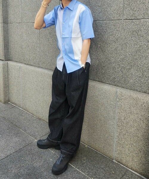 MEN'S BIGI / メンズビギ シャツ・ブラウス | 配色切替レギュラーカラー半袖シャツ | 詳細8