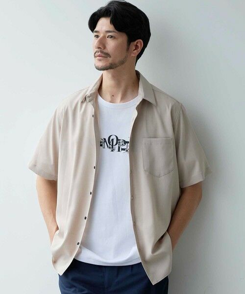MEN'S BIGI / メンズビギ シャツ・ブラウス | ストレッチカチオン半袖シャツ（ベージュ）