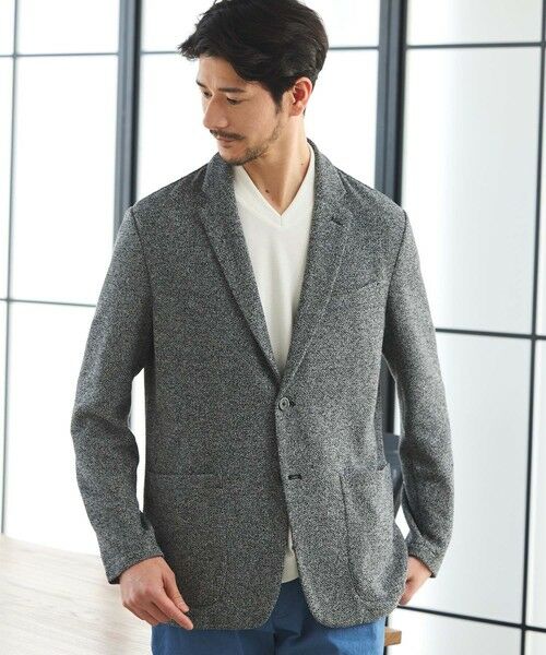 MEN'S BIGI / メンズビギ テーラードジャケット | ラッセル調ジャガードジャケット（ブラック）