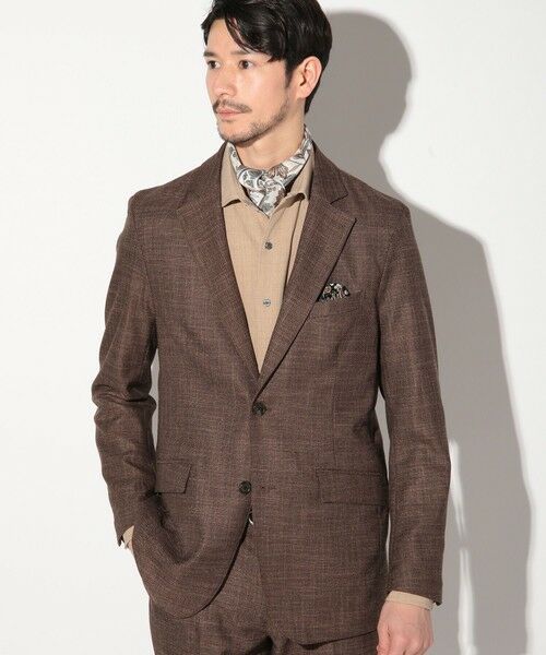 MEN'S BIGI / メンズビギ テーラードジャケット | バーズアイテーラードジャケット（ブラウン）