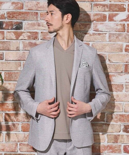 MEN'S BIGI / メンズビギ テーラードジャケット | カラミノッチドラペルジャケット（ライトグレー）