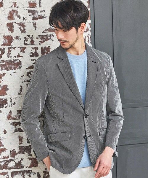 MEN'S BIGI / メンズビギ テーラードジャケット | シルケットストライプジャガードテーラードジャケット（ブラック系）