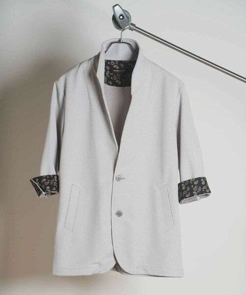 MEN'S BIGI / メンズビギ テーラードジャケット | ハニカムスタンドカラー7分袖ジャケット | 詳細2