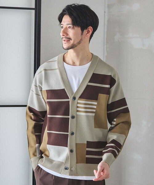 MEN'S BIGI / メンズビギ カーディガン・ボレロ | ダブルジャガードニットカーディガン（ベージュ）