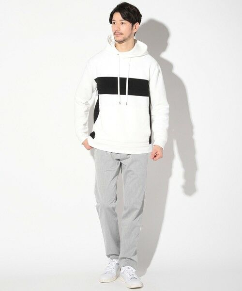 MEN'S BIGI / メンズビギ スウェット | 梨地カルゼ×ダンボール切替パーカー | 詳細1