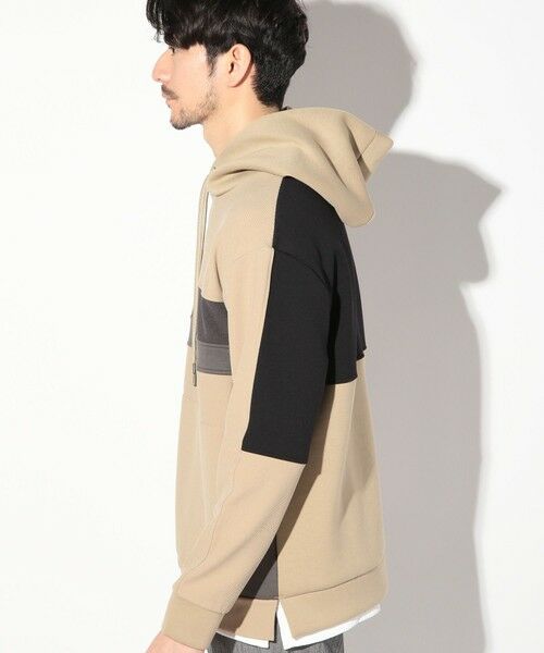 MEN'S BIGI / メンズビギ スウェット | 梨地カルゼ×ダンボール切替パーカー | 詳細10