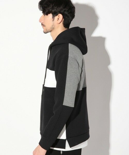 MEN'S BIGI / メンズビギ スウェット | 梨地カルゼ×ダンボール切替パーカー | 詳細13