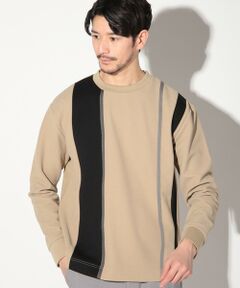 MEN'S BIGI / メンズビギ Tシャツ | 梨地カルゼ×ダンボール切替ロンT