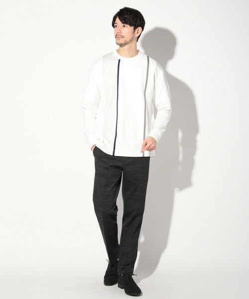 MEN'S BIGI / メンズビギ Tシャツ | 梨地カルゼ×ダンボール切替ロンT | 詳細1