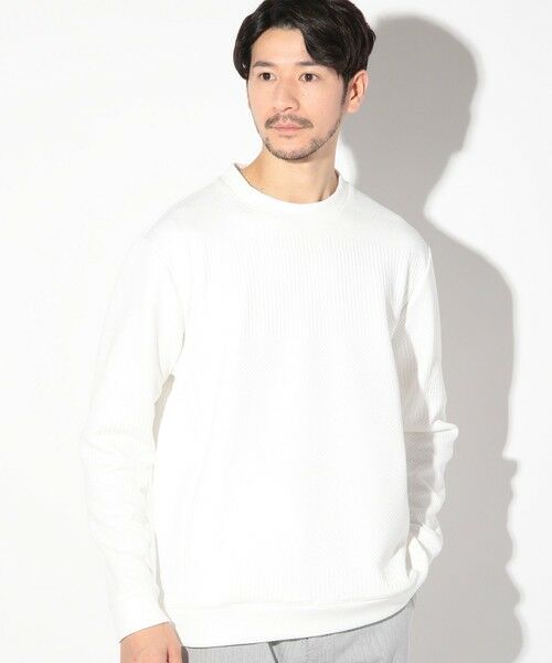 MEN'S BIGI / メンズビギ Tシャツ | ふくれジャガードクルーネックロンT（ホワイト）