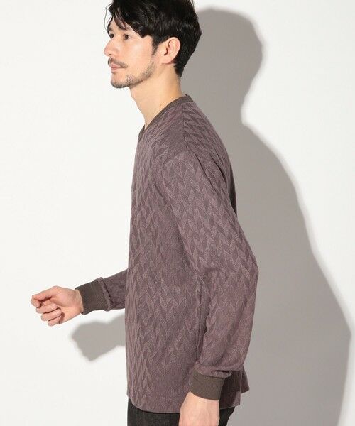 MEN'S BIGI / メンズビギ Tシャツ | ミルジャガードチェック柄VネックロンT | 詳細2