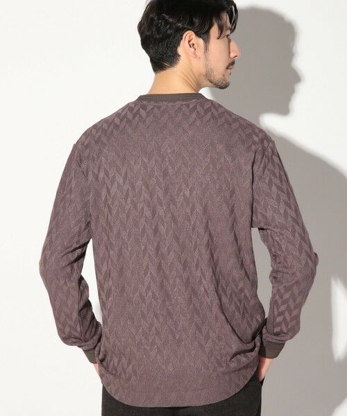 MEN'S BIGI / メンズビギ Tシャツ | ミルジャガードチェック柄VネックロンT | 詳細3