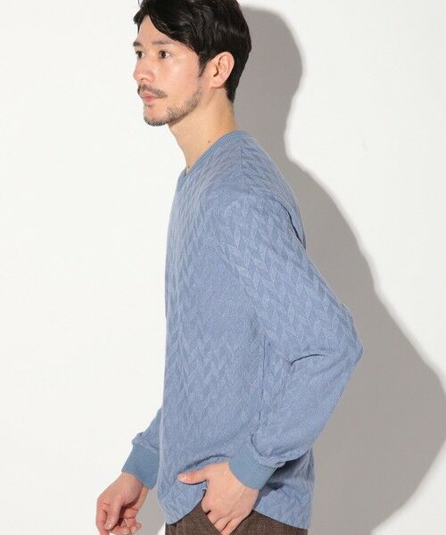 MEN'S BIGI / メンズビギ Tシャツ | ミルジャガードチェック柄VネックロンT | 詳細9