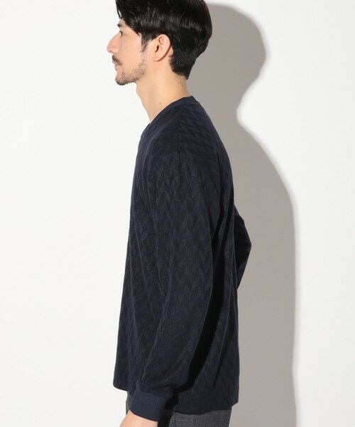 MEN'S BIGI / メンズビギ Tシャツ | ミルジャガードチェック柄VネックロンT | 詳細12