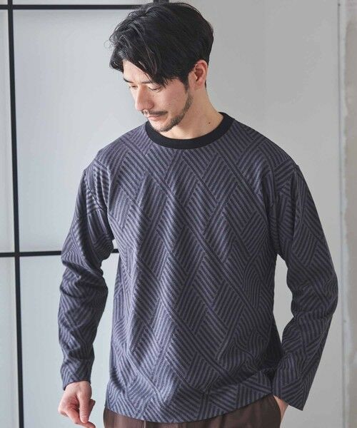 MEN'S BIGI / メンズビギ Tシャツ | 配色ジオメトリックリンクスジャガードロンT | 詳細5