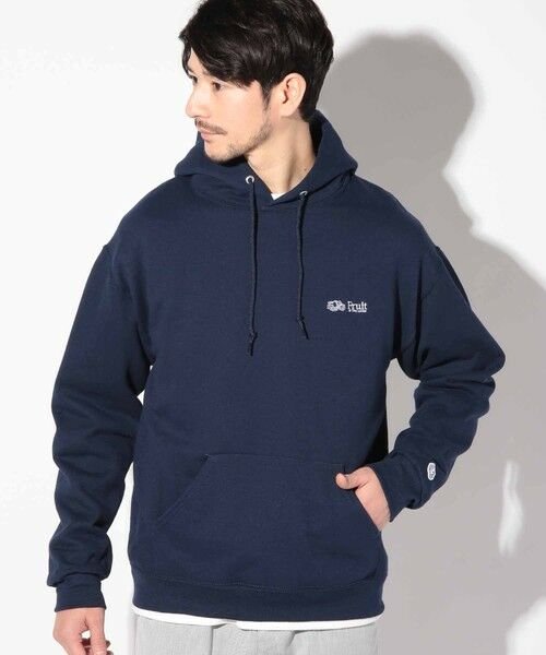 MEN'S BIGI / メンズビギ スウェット | FRUIT OF THE LOOM別注プリントパーカー（ネイビー）