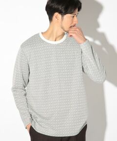 MEN'S BIGI / メンズビギ Tシャツ | ジオメトリックジャガードクルーネックロンT