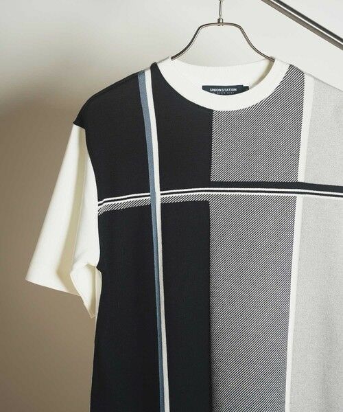 MEN'S BIGI / メンズビギ Tシャツ | ニット×ポンチ切り替えTシャツ | 詳細1