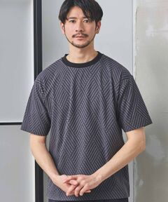 MEN'S BIGI / メンズビギ Tシャツ | 配色ジオメトリックリンク柄スジャガードTシャツ