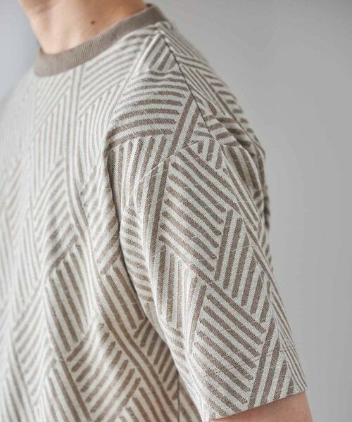 MEN'S BIGI / メンズビギ Tシャツ | 配色ジオメトリックリンク柄スジャガードTシャツ | 詳細5