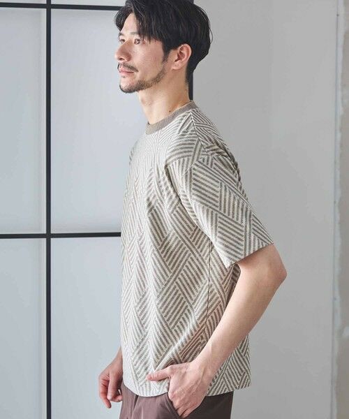 MEN'S BIGI / メンズビギ Tシャツ | 配色ジオメトリックリンク柄スジャガードTシャツ | 詳細2