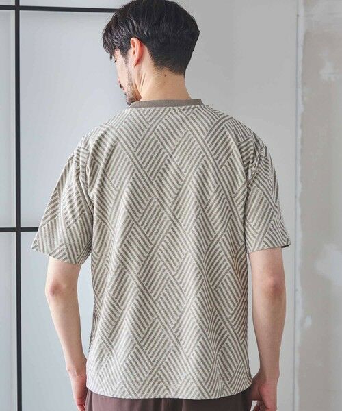 MEN'S BIGI / メンズビギ Tシャツ | 配色ジオメトリックリンク柄スジャガードTシャツ | 詳細3