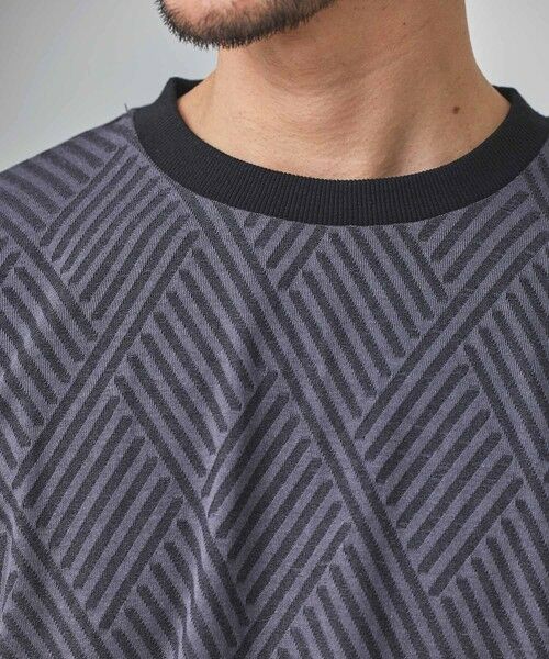 MEN'S BIGI / メンズビギ Tシャツ | 配色ジオメトリックリンク柄スジャガードTシャツ | 詳細12