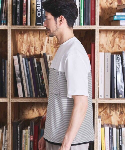 MEN'S BIGI / メンズビギ Tシャツ | ボーダー天竺×ストレッチカルゼTシャツ | 詳細4