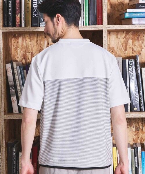 MEN'S BIGI / メンズビギ Tシャツ | ボーダー天竺×ストレッチカルゼTシャツ | 詳細5