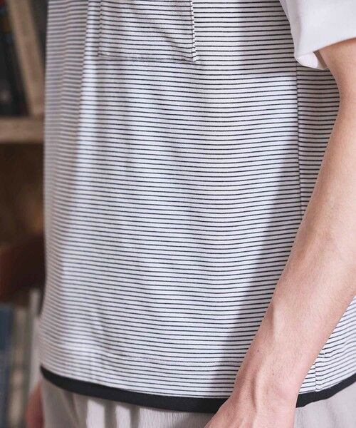 MEN'S BIGI / メンズビギ Tシャツ | ボーダー天竺×ストレッチカルゼTシャツ | 詳細7