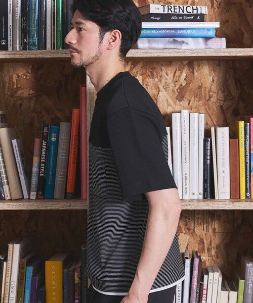 MEN'S BIGI / メンズビギ Tシャツ | ボーダー天竺×ストレッチカルゼTシャツ | 詳細10