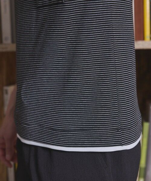 MEN'S BIGI / メンズビギ Tシャツ | ボーダー天竺×ストレッチカルゼTシャツ | 詳細13