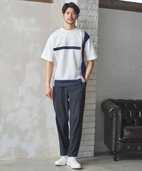 MEN'S BIGI / メンズビギ Tシャツ | ポンチ×梨地Wフェイス切替Tシャツ | 詳細7