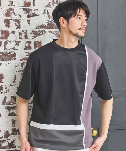 MEN'S BIGI / メンズビギ Tシャツ | ポンチ×梨地Wフェイス切替Tシャツ | 詳細8