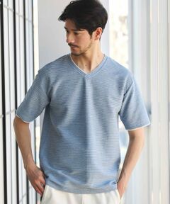 MEN'S BIGI / メンズビギ Tシャツ | タックジャガードVネックTシャツ