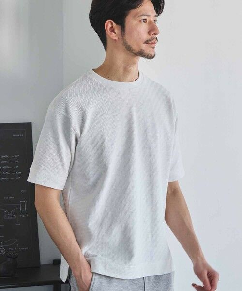 MEN'S BIGI / メンズビギ Tシャツ | シェブロン柄リンクスジャガードTシャツ | 詳細1